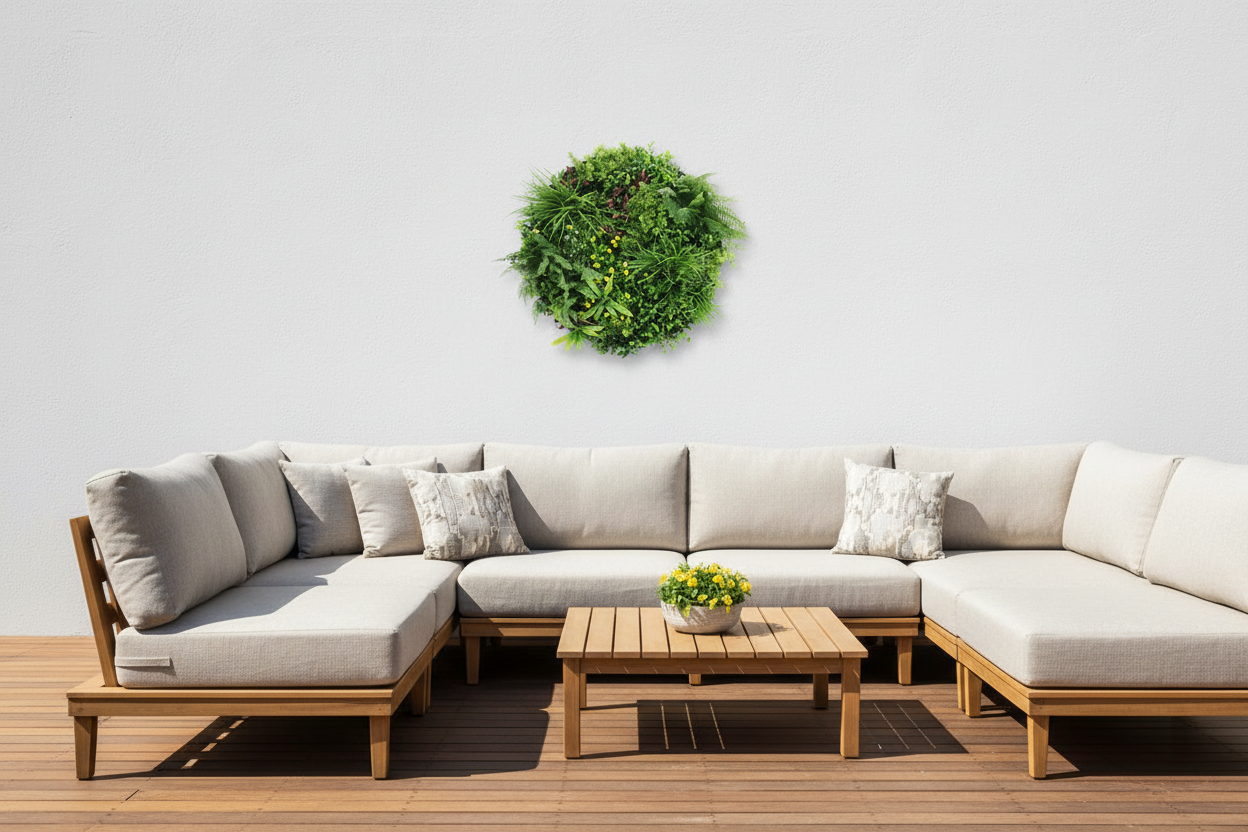 80cm Black Wall Disc Art on Modern Australian Alfresco