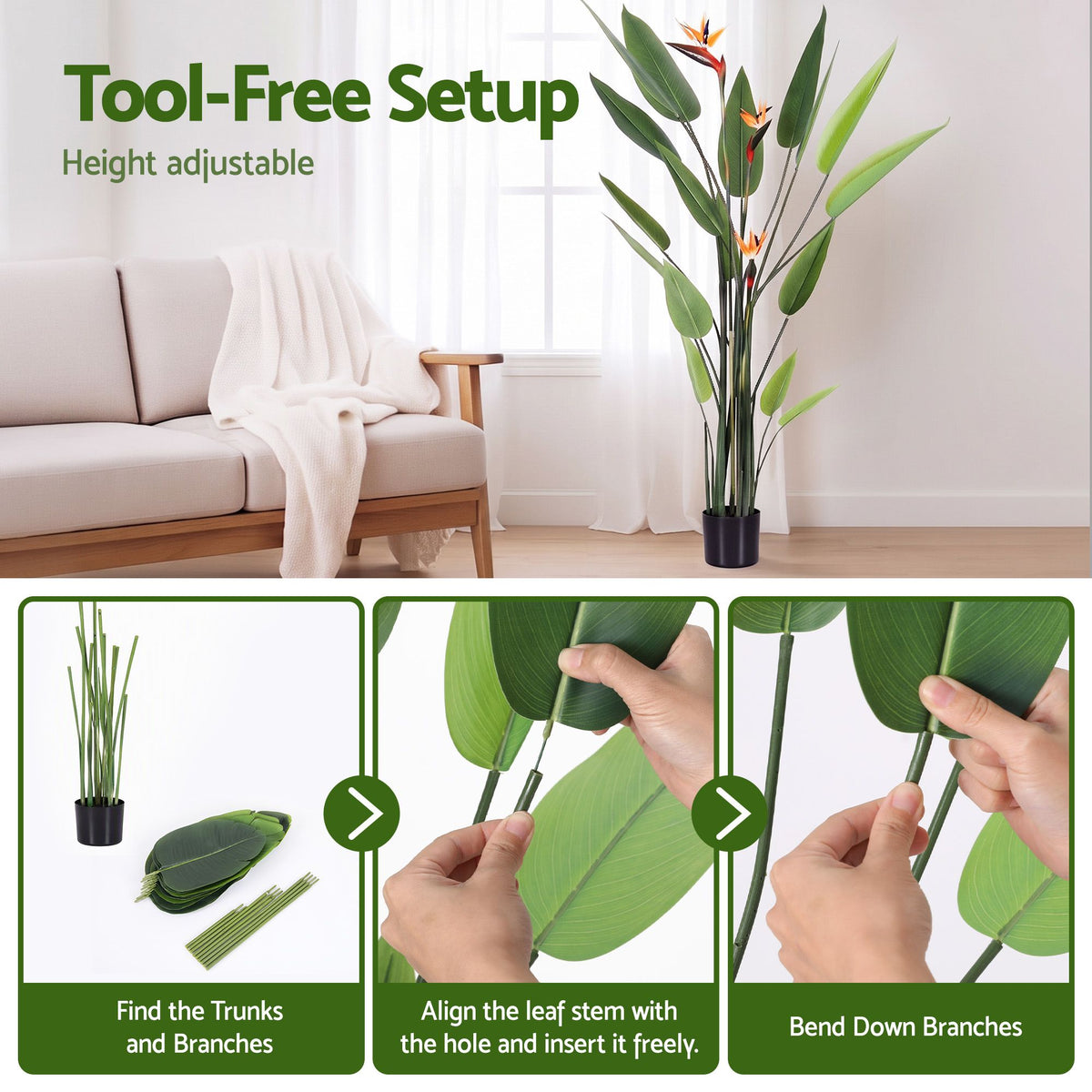 Flowering Tropical Bird of Paradise Plant - 150cm