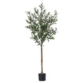 Artificial olive tree in a pot on a white background