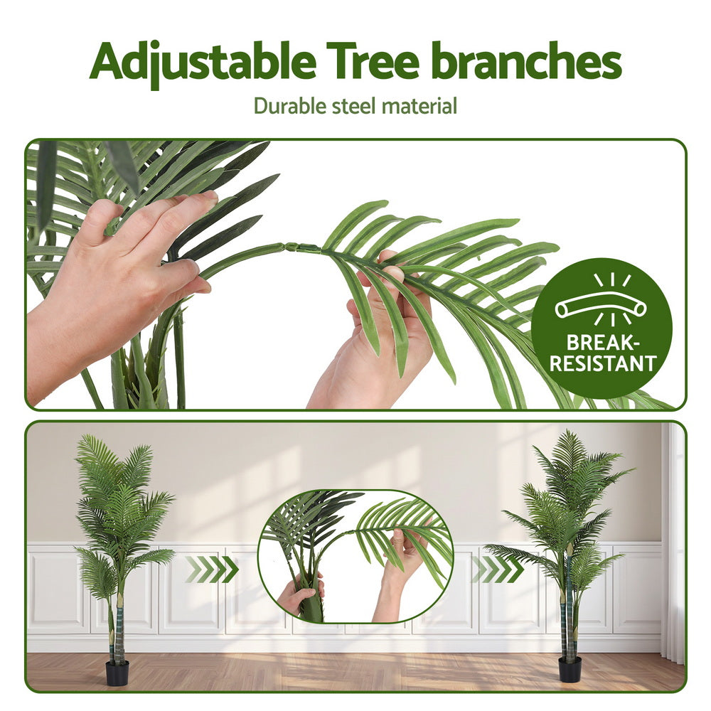 Adjustable tree branches with durable steel material, shown being adjusted and in a room setting.