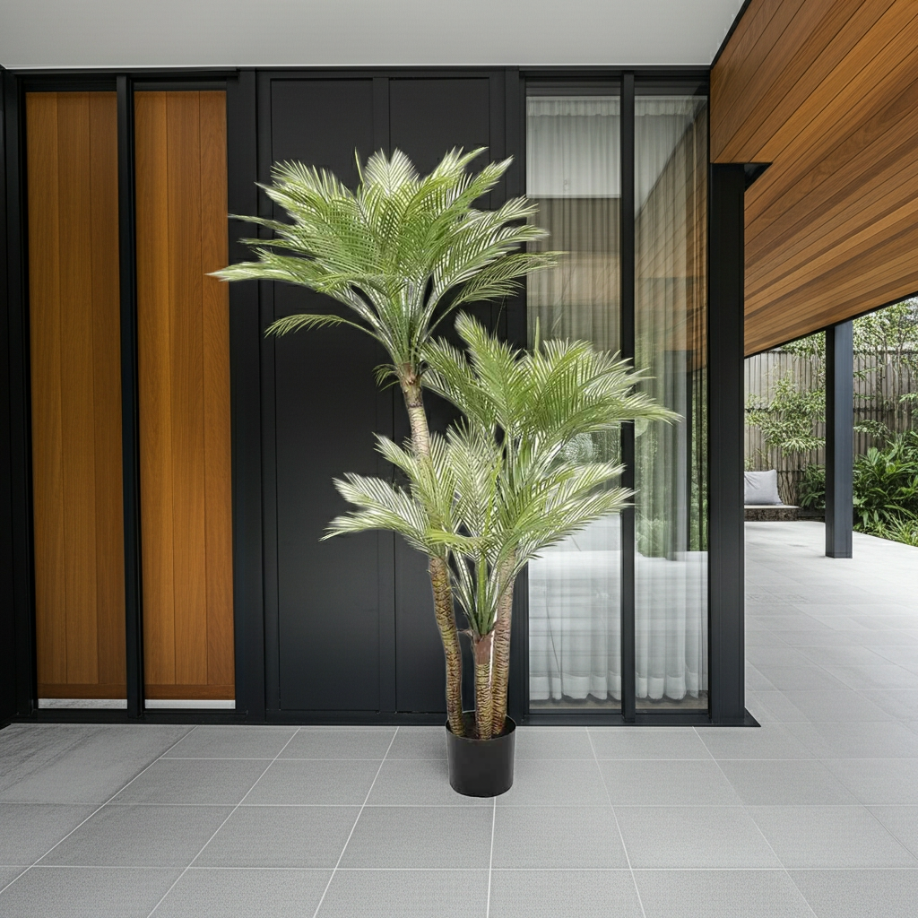 Artificial Parlour Multi Trunk Palm Tree (UV Resistant) 180cm - Faux Flora