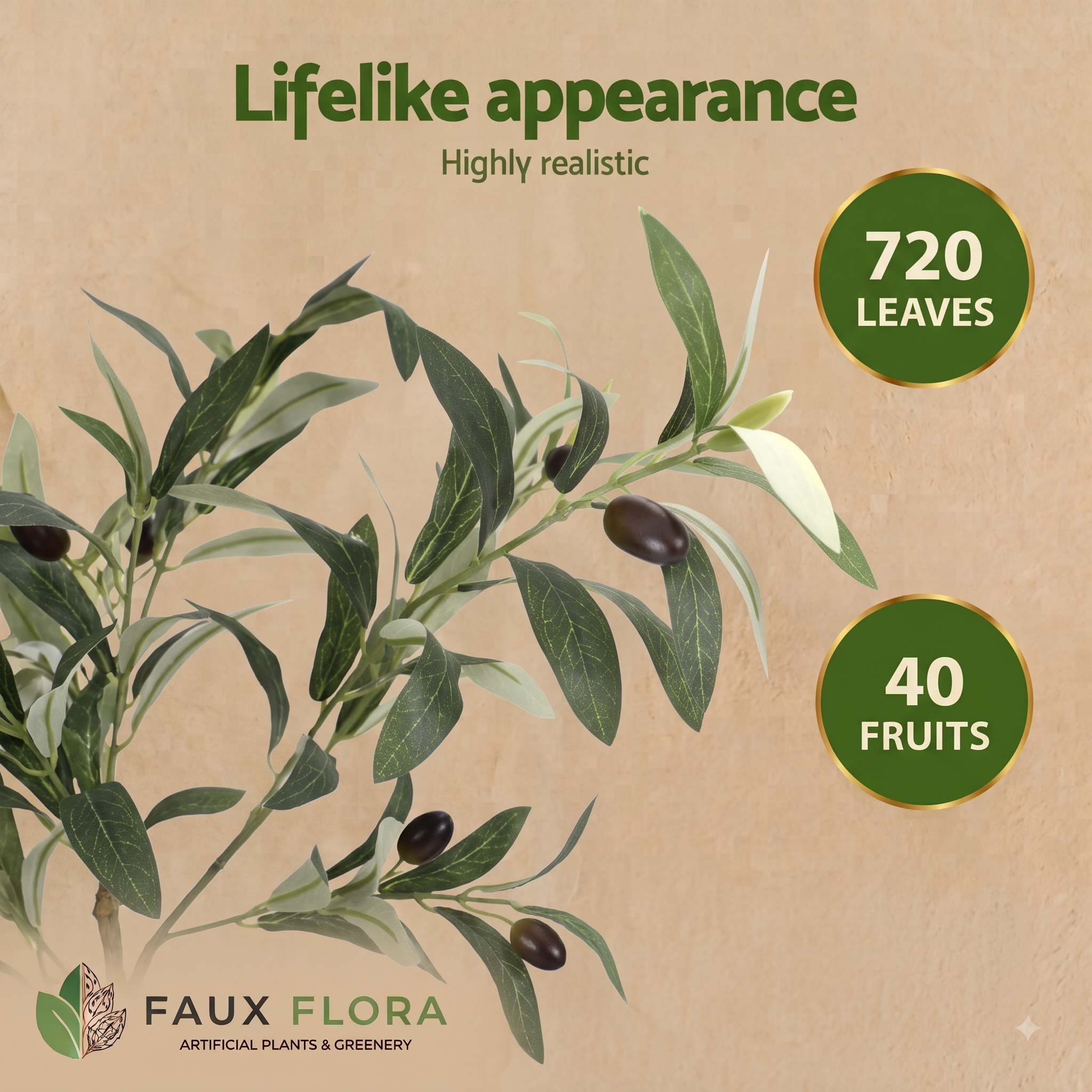 Grand Mediterranean Olive Tree (UV Resistant) 180cm