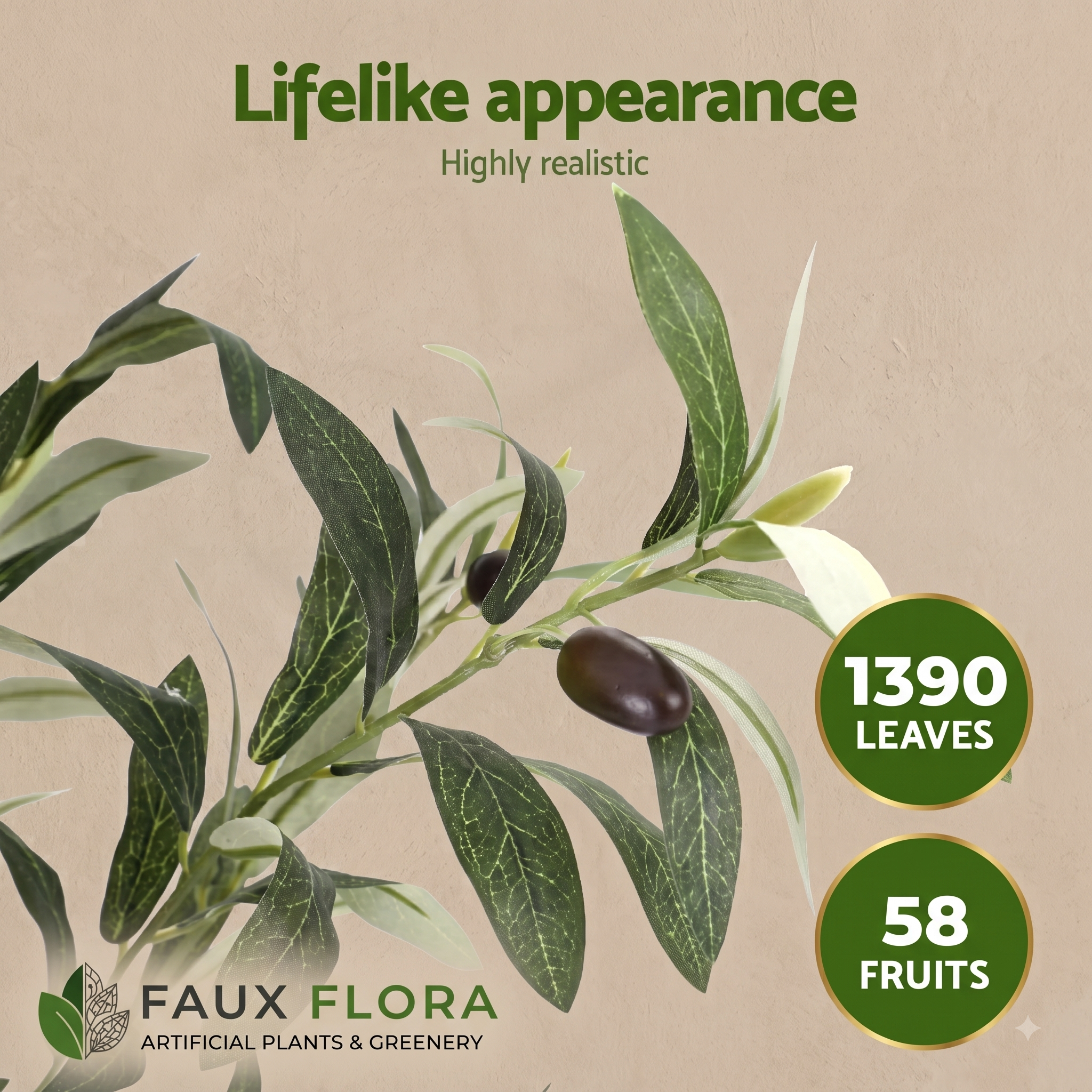 Majestic Mediterranean Olive Tree (UV Resistant) 210cm