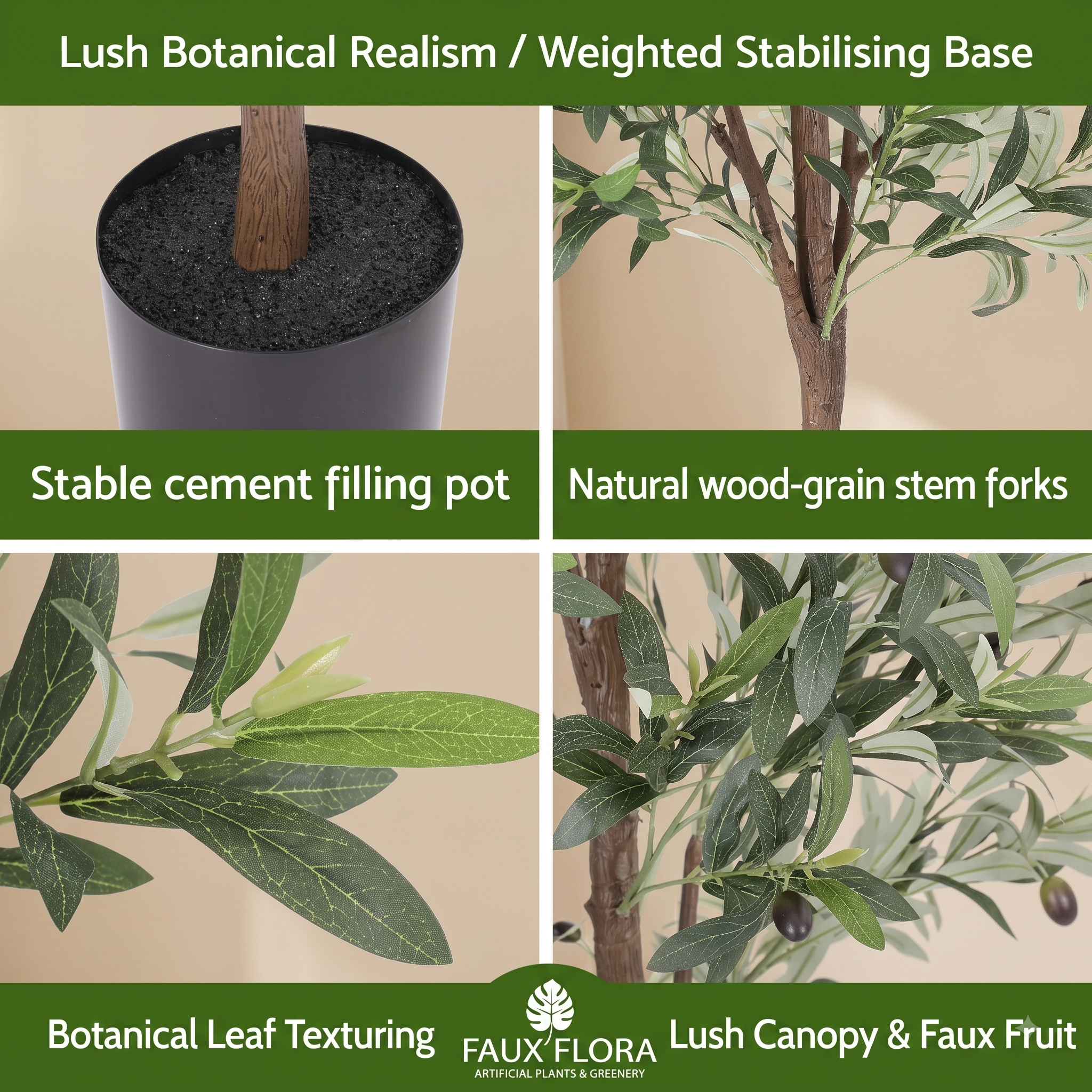 Grand Mediterranean Olive Tree (UV Resistant) 180cm