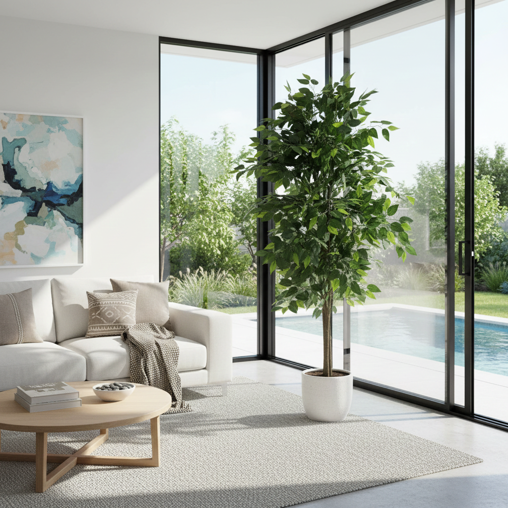 Mixed Green Bushy Artificial Ficus Tree 180cm - Faux Flora