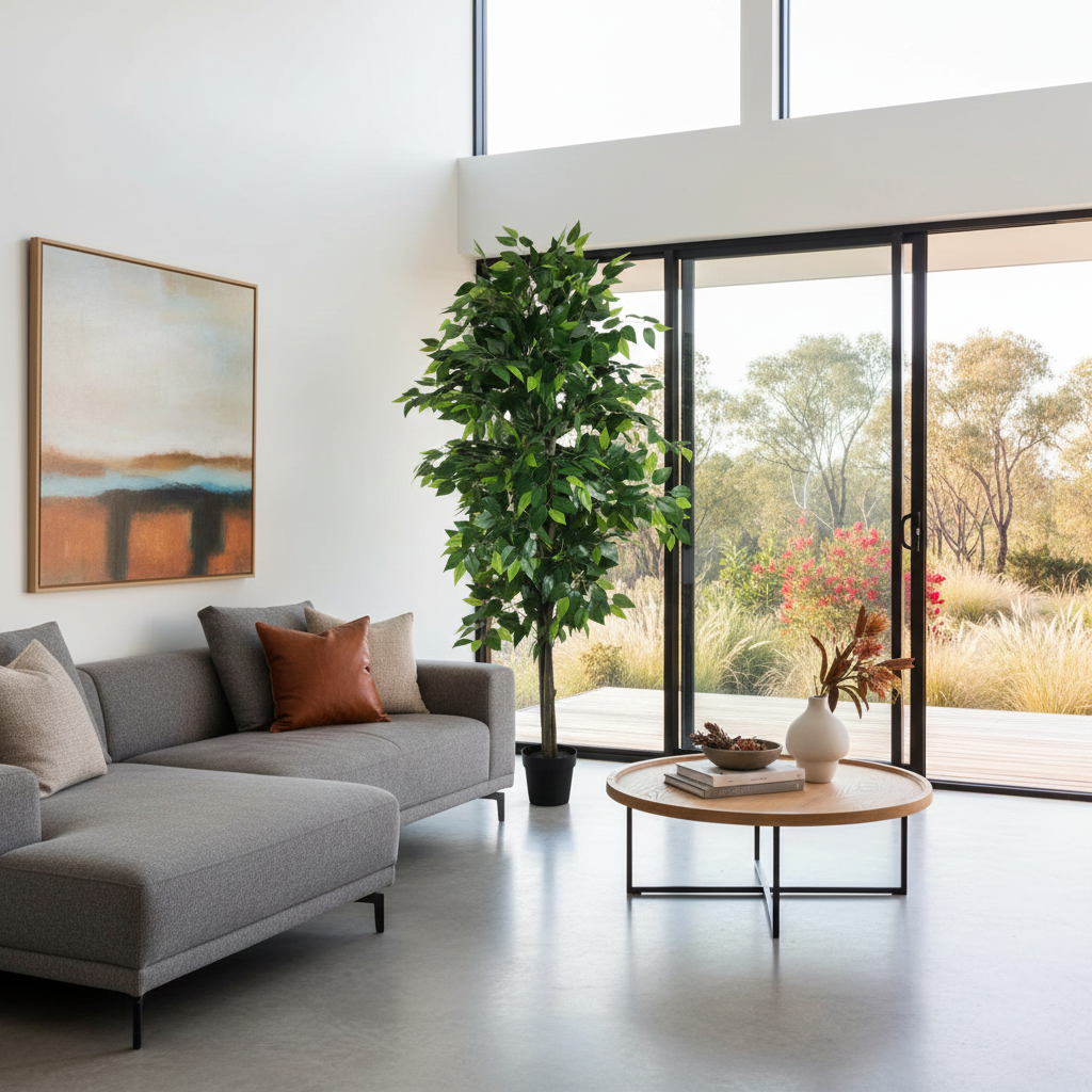 Mixed Green Bushy Artificial Ficus Tree 180cm - Faux Flora