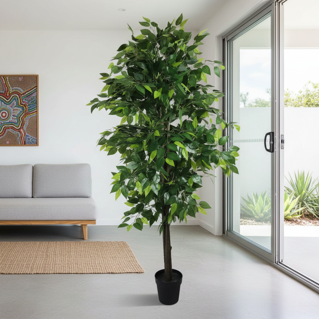 Mixed Green Bushy Artificial Ficus Tree 180cm - Faux Flora