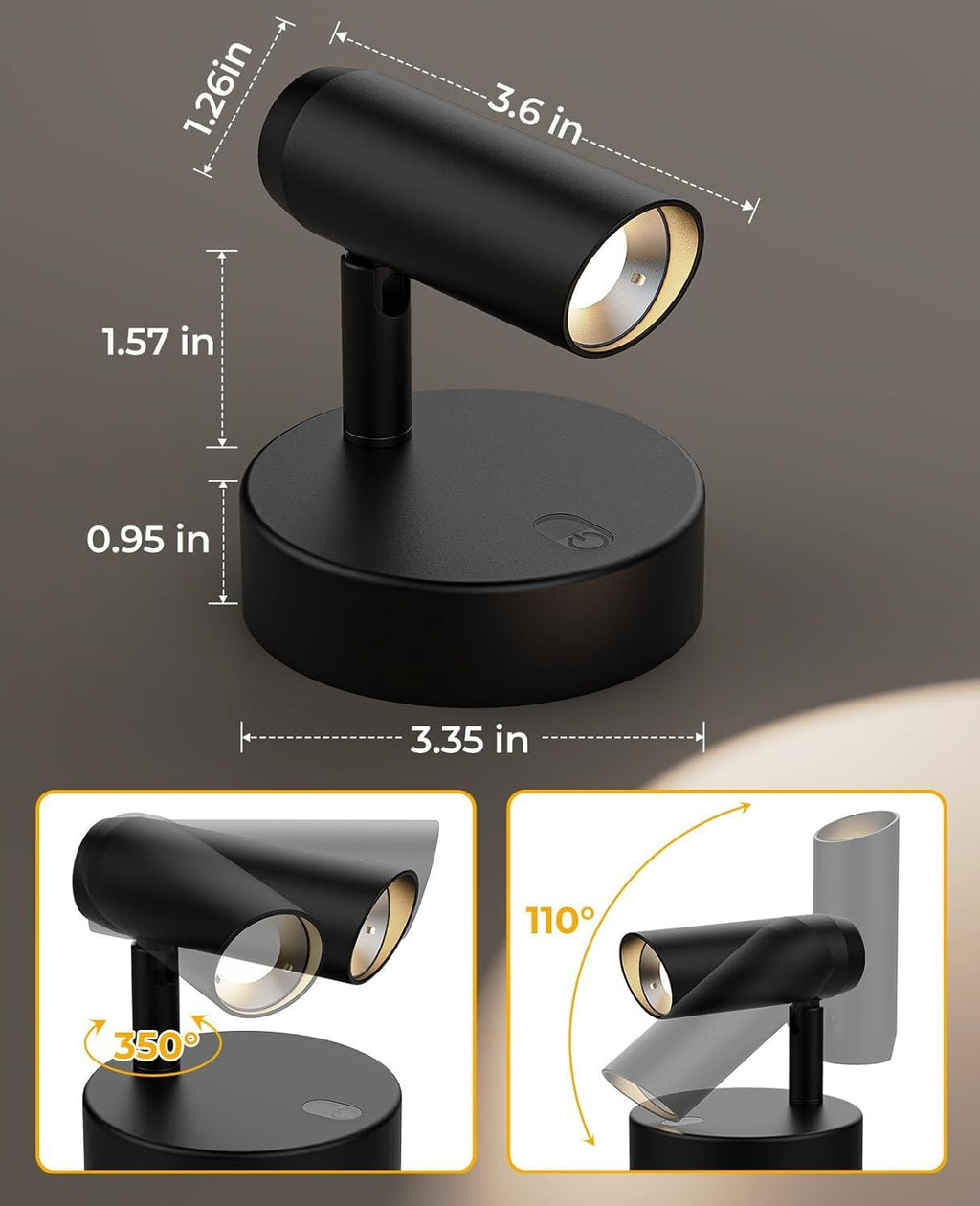 Rechargeable No Glare Indoor Plant Spotlight (2 Pack) | Wireless Accent Uplights with Remote