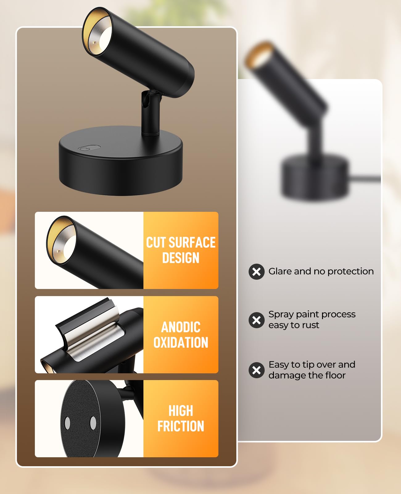 Rechargeable No Glare Indoor Plant Spotlight | Wireless Accent Uplight with Remote