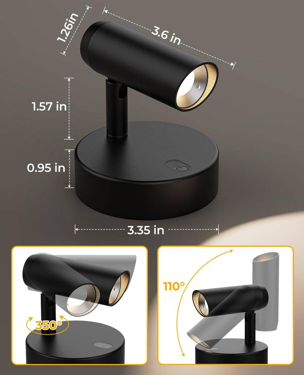 Rechargeable No Glare Indoor Plant Spotlight | Wireless Accent Uplight with Remote