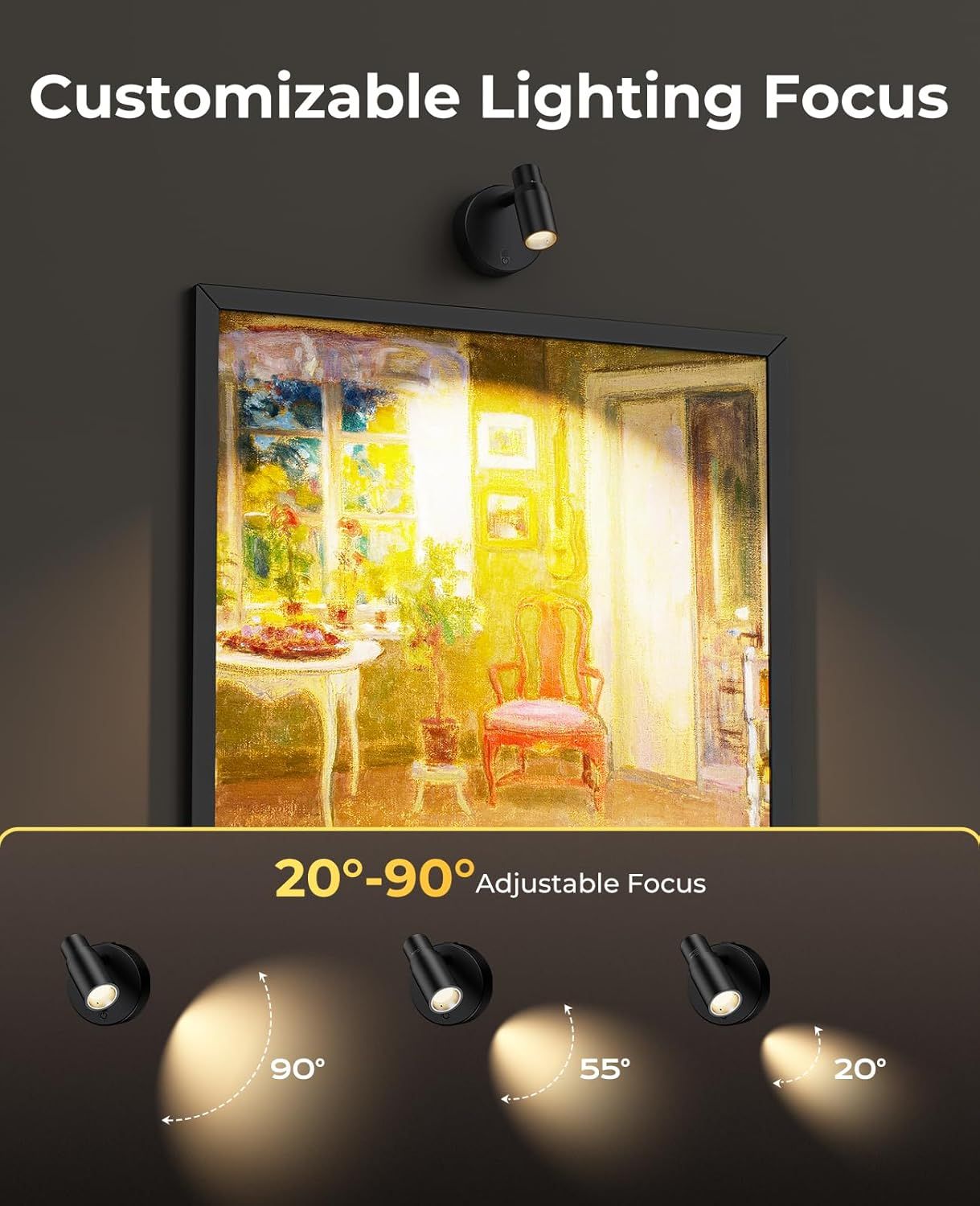 Rechargeable Zoomable Plant Spotlight (2 Pack) | Wireless Focus Uplights with Remote