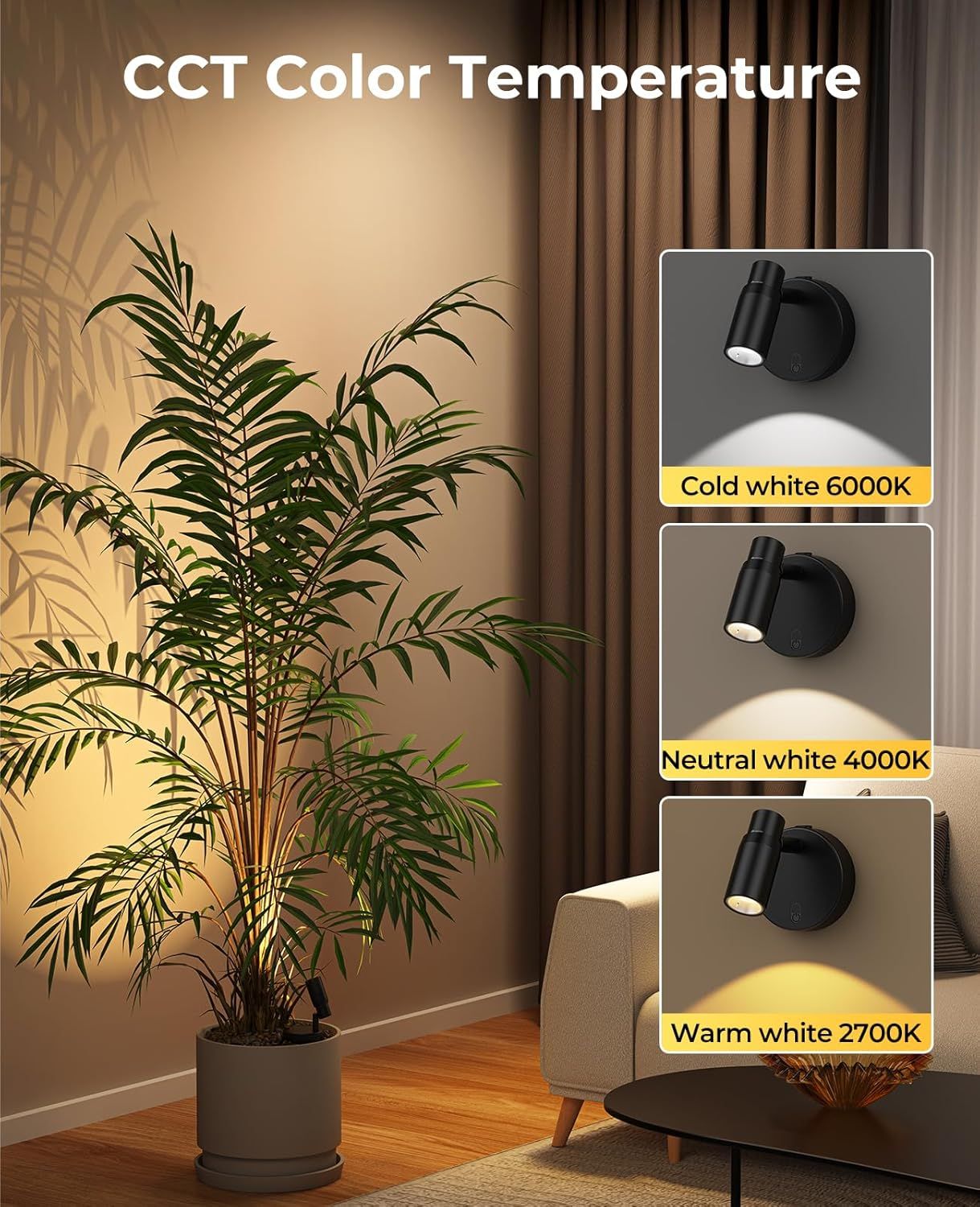 Rechargeable Zoomable Plant Spotlight (2 Pack) | Wireless Focus Uplights with Remote