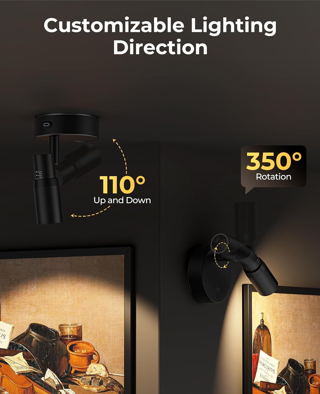 Rechargeable Zoomable Plant Spotlight (2 Pack) | Wireless Focus Uplights with Remote