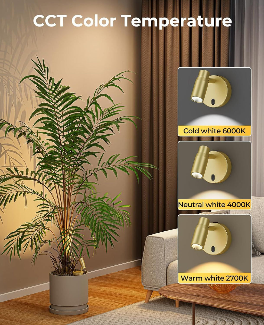 Rechargeable Zoomable Plant Spotlight (Light Gold) | Wireless Focus Uplight with Remote
