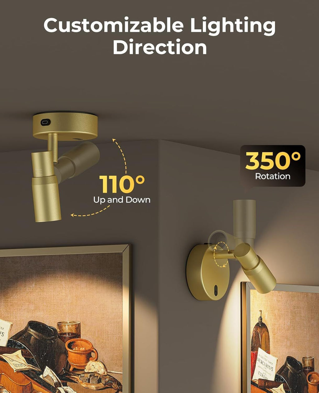 Rechargeable Zoomable Plant Spotlight (Light Gold) | Wireless Focus Uplight with Remote