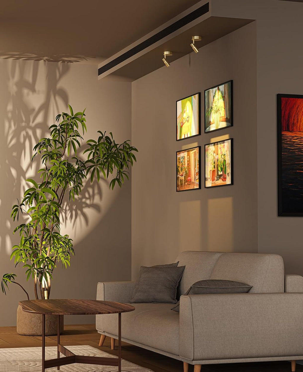 Rechargeable Zoomable Plant Spotlight (Light Gold) | Wireless Focus Uplight with Remote