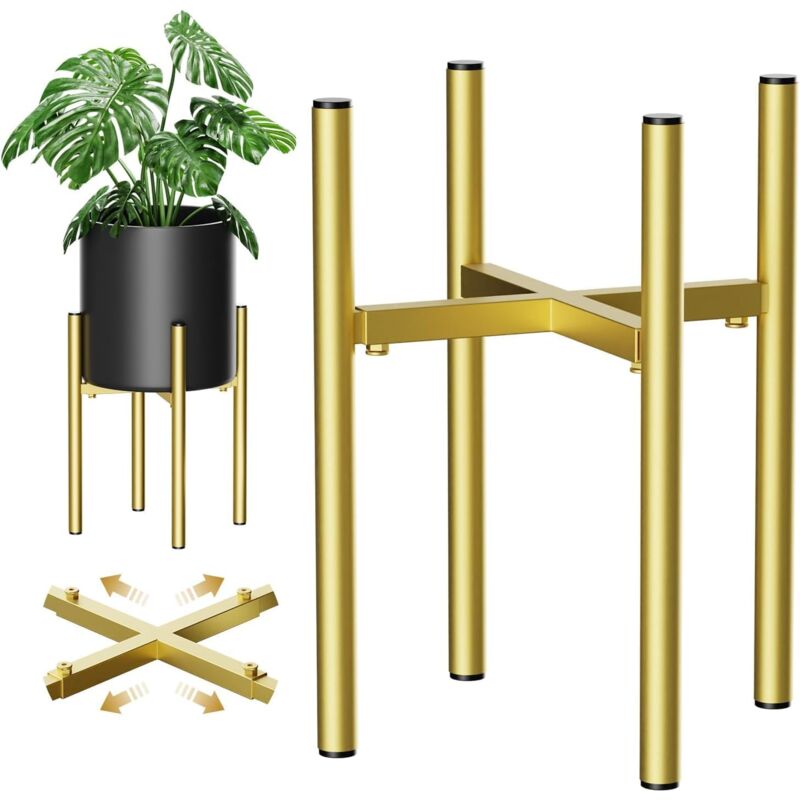 Adjustable Metal Plant Stand (Fits 20cm–30cm Pots) | Reversible Heavy-Duty Planter Holder
