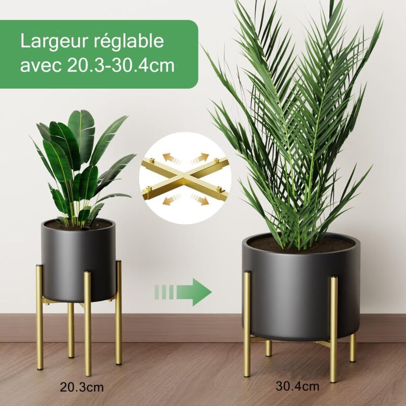 Adjustable Metal Plant Stand (Fits 20cm–30cm Pots) | Reversible Heavy-Duty Planter Holder