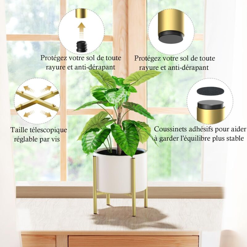 Adjustable Metal Plant Stand (Fits 20cm–30cm Pots) | Reversible Heavy-Duty Planter Holder