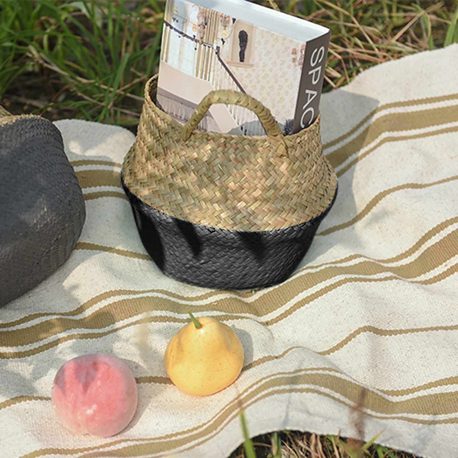 Small Handwoven Natural Seagrass Belly Basket (Small - 20cm x 22cm) | Foldable Plant Pot Cover