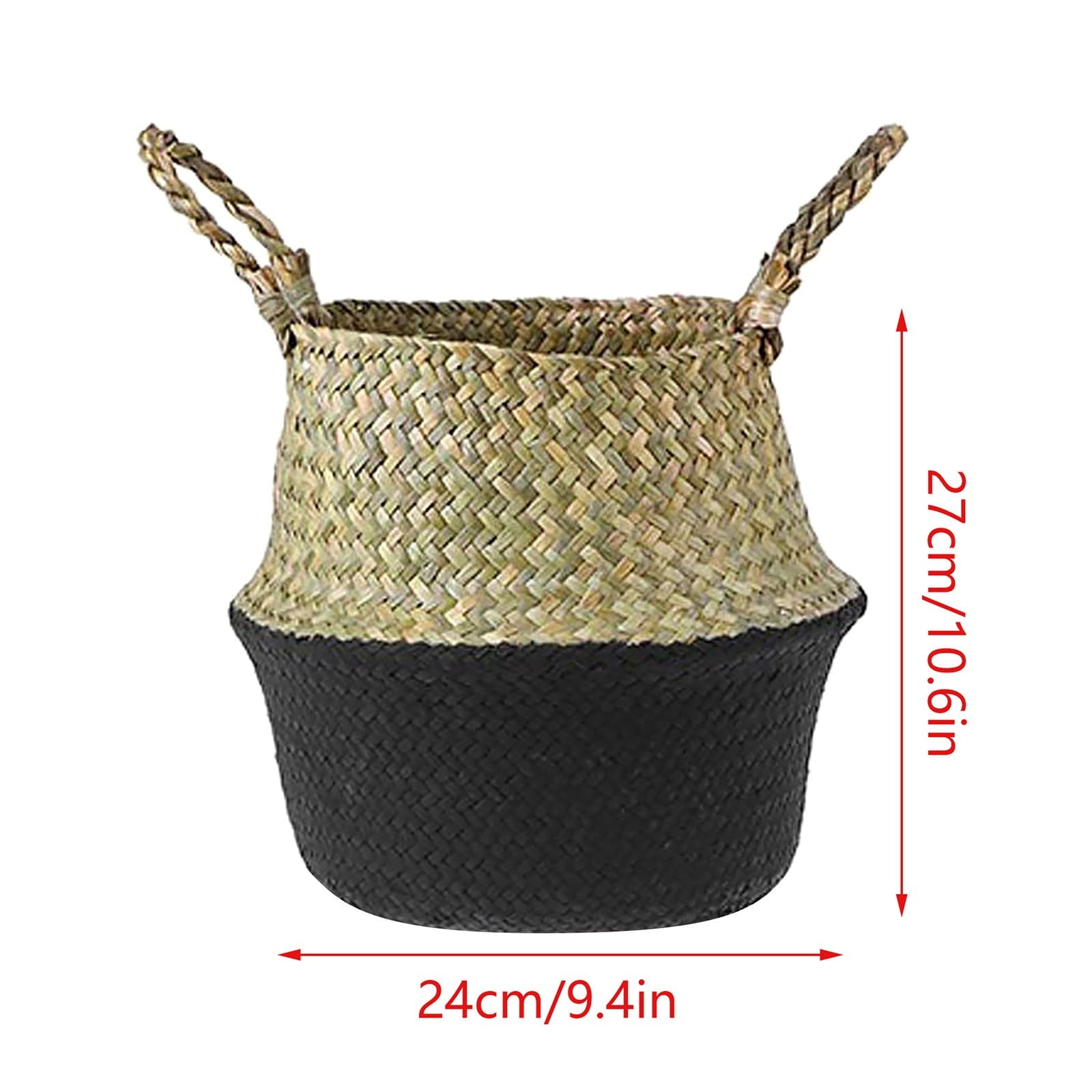 Medium Handwoven Natural Seagrass Belly Basket (Medium- 24cm x 27cm) | Foldable Plant Pot Cover