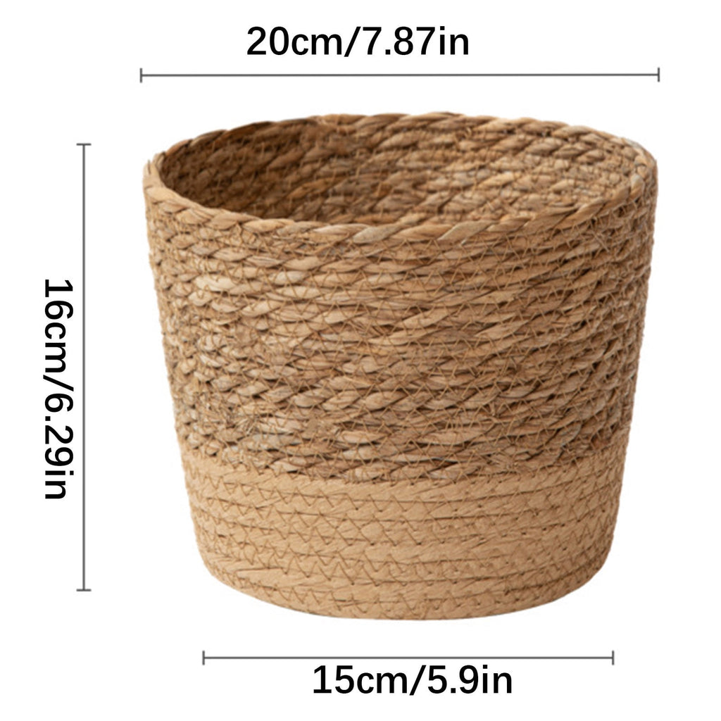 Large Handwoven Seagrass Planter Basket (Large - 20cm x 16cm) | Lined Boho Plant Pot Cover