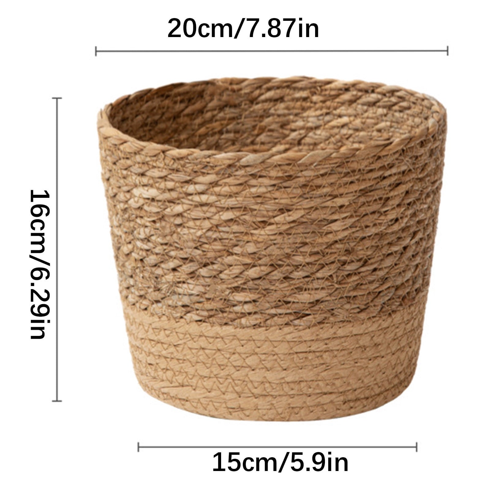 Large Handwoven Seagrass Planter Basket (Large - 20cm x 16cm) | Lined Boho Plant Pot Cover