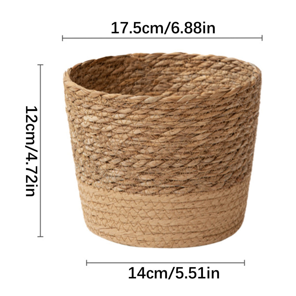 Medium Handwoven Seagrass Planter Basket (Medium - 17.5cm x 12cm) | Lined Boho Plant Pot Cover