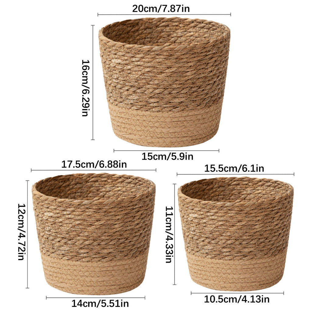 Medium Handwoven Seagrass Planter Basket (Medium - 17.5cm x 12cm) | Lined Boho Plant Pot Cover