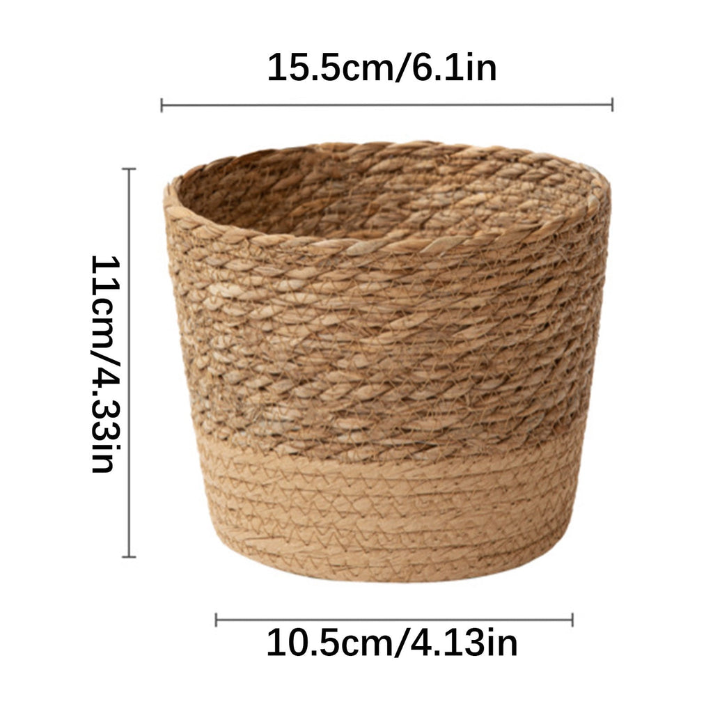 Small Handwoven Seagrass Planter Basket (Small - 15.5cm x 11cm) | Lined Boho Plant Pot Cover