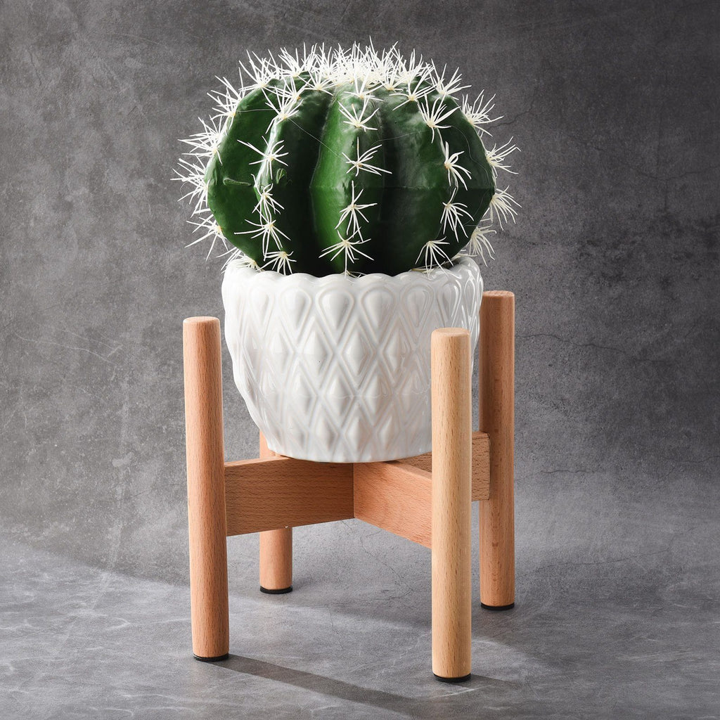 Mid-Century Solid Wood Plant Stand (18cm Inner Diameter) | Elevated Floor Planter Holder