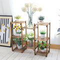 Faux Flora 8-tier wooden plant stand with multiple shelves for displaying artificial plants in home and garden decor.