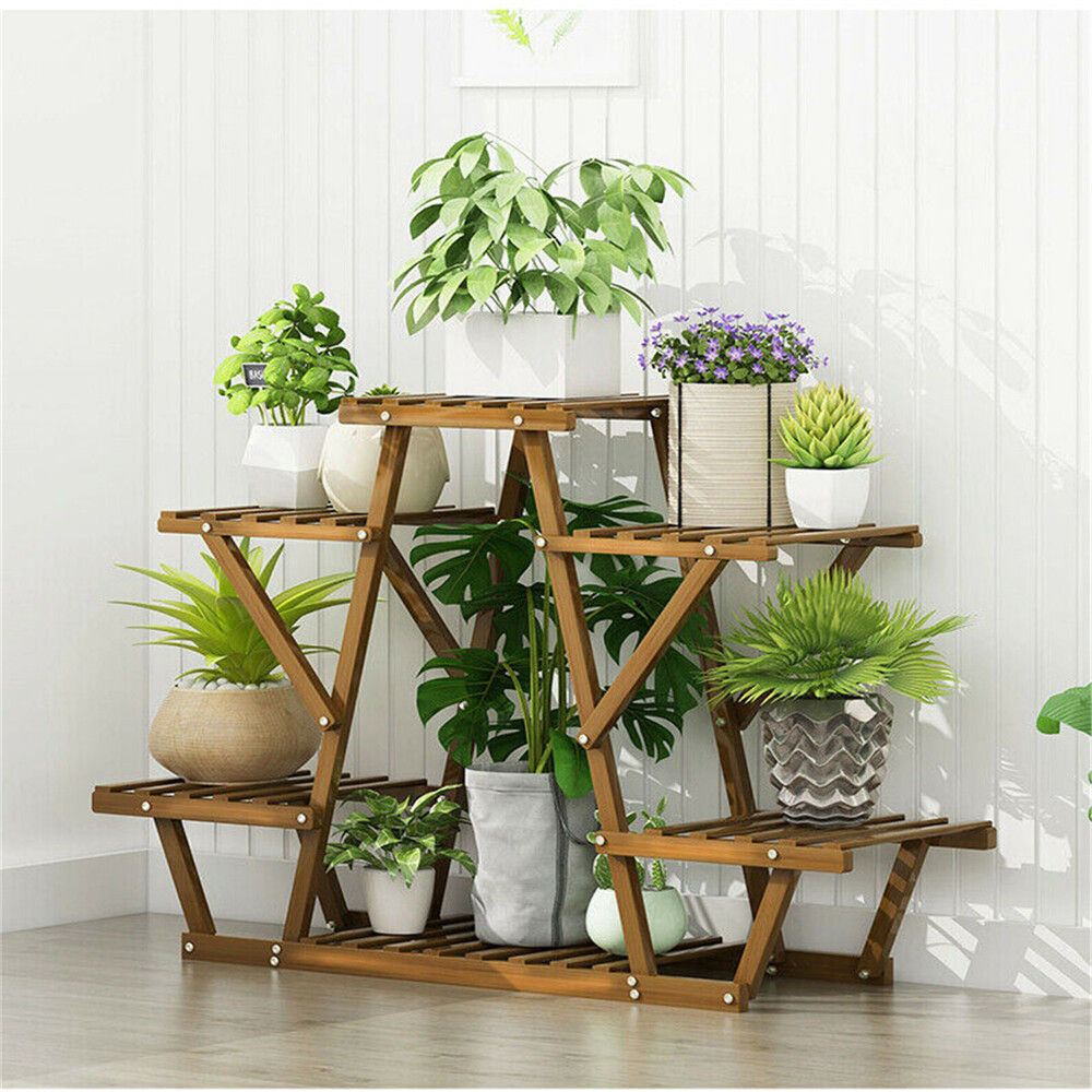 Wooden 6 Tier Plant Stand A-Frame Flower Pot Display Organiser