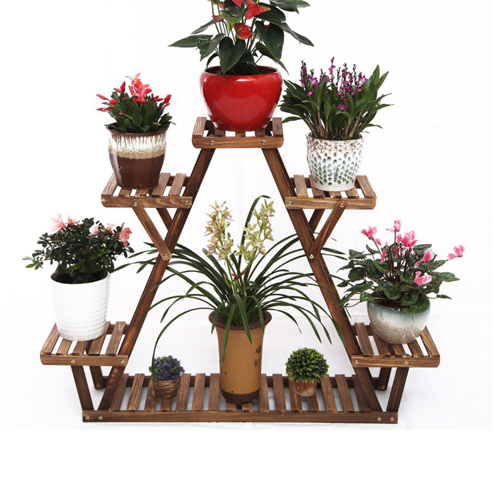 Wooden 6 Tier Plant Stand A-Frame Flower Pot Display Organiser