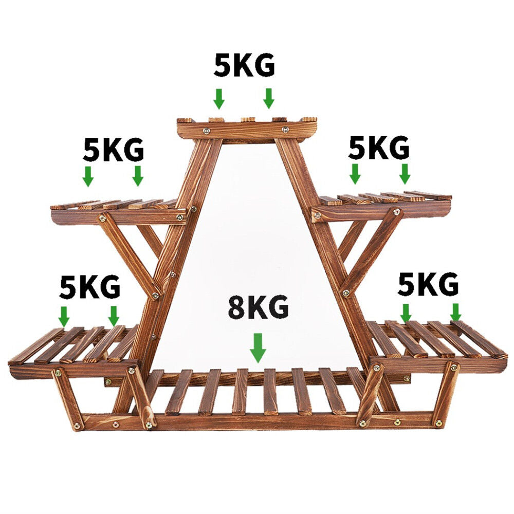 Wooden 6 Tier Plant Stand A-Frame Flower Pot Display Organiser
