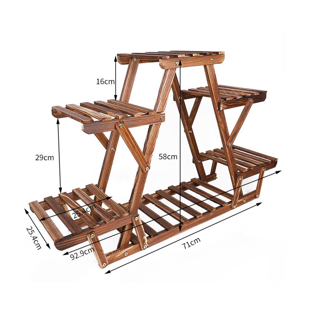 Wooden 6 Tier Plant Stand A-Frame Flower Pot Display Organiser