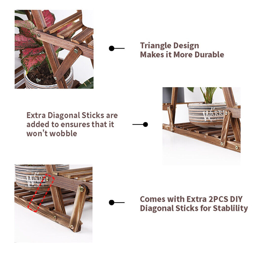Wooden 6 Tier Plant Stand A-Frame Flower Pot Display Organiser