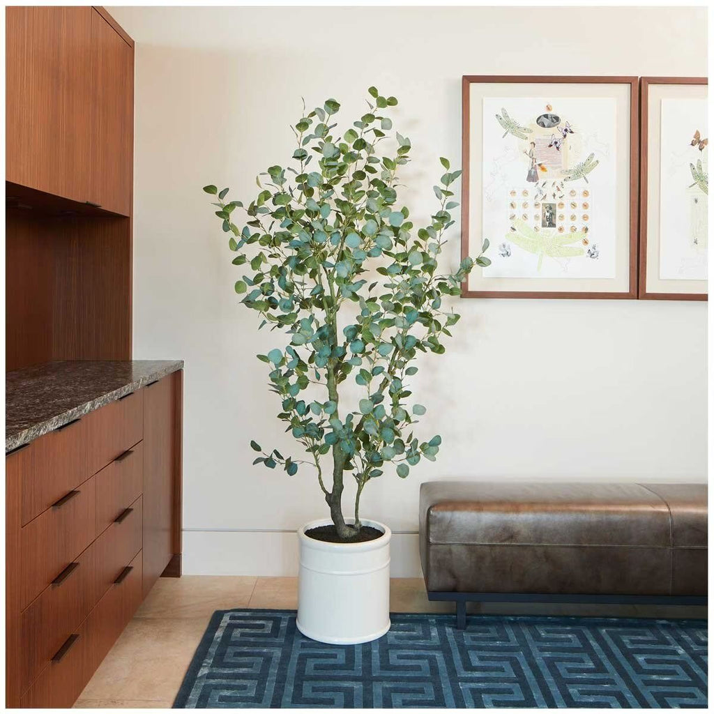 Artificial eucalyptus tree by Faux Flora, 190cm tall, with lush green leaves, suitable for home and garden décor.