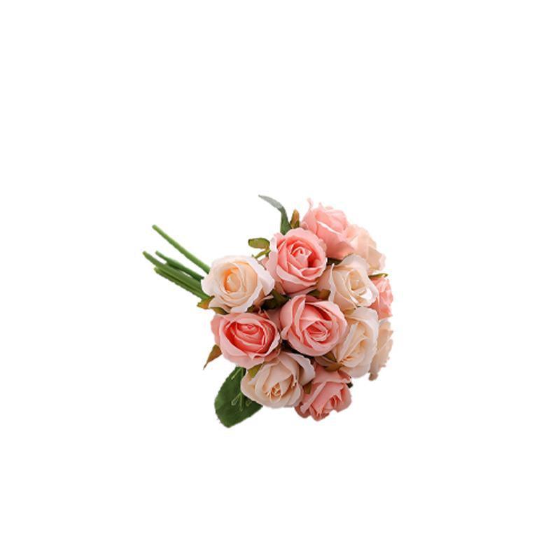 Set of twelve white silk rose artificial flowers in a bouquet from Faux Flora, ideal for home and garden decor.