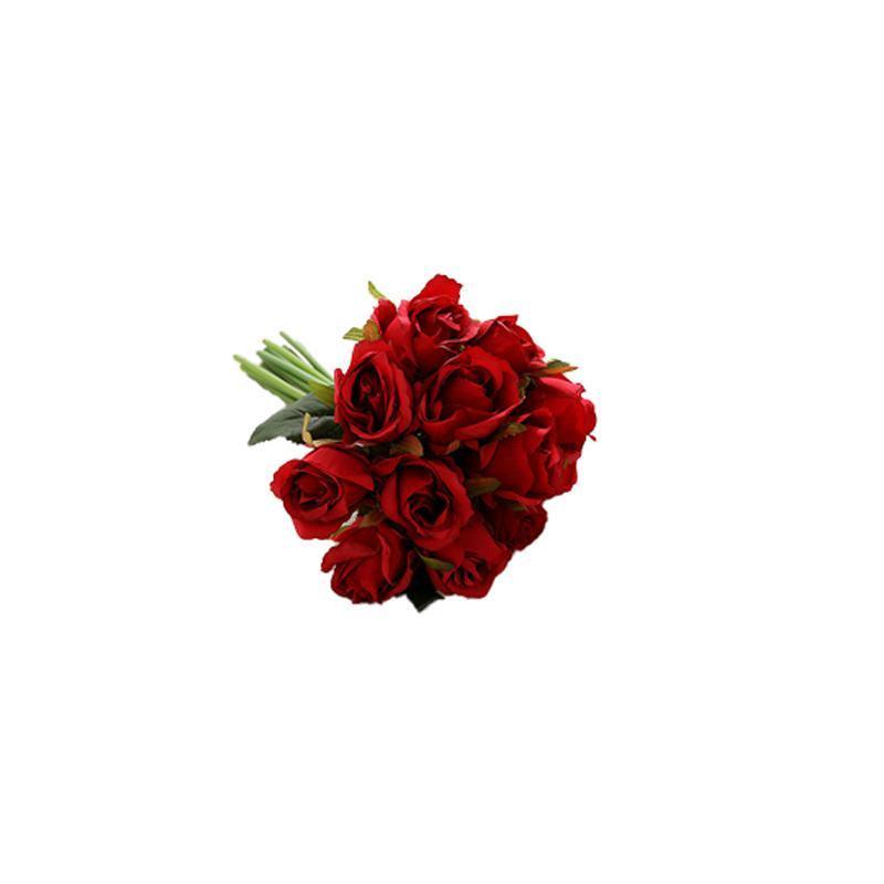 Set of twelve white silk rose artificial flowers from Faux Flora, perfect for home decor and floral arrangements.