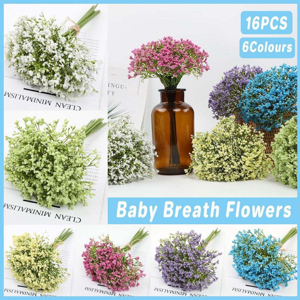 Set of sixteen blue artificial foam star flower wedding bouquets by Faux Flora, perfect for home or event decor.