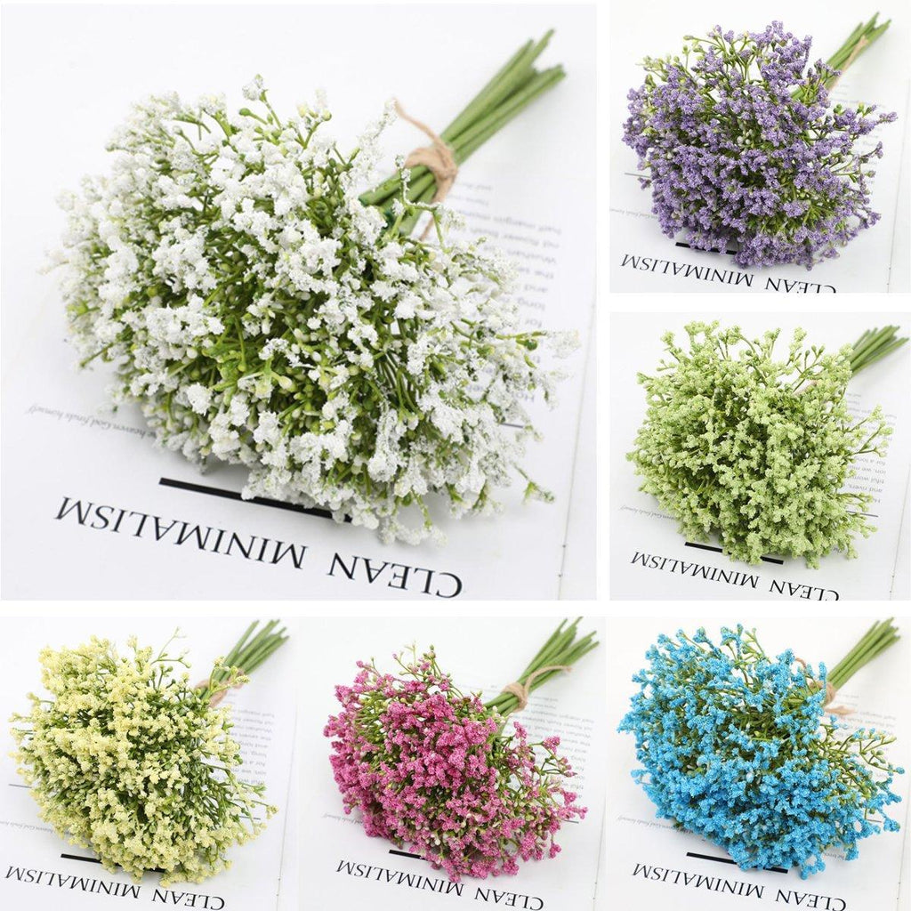Set of sixteen blue artificial foam star flower wedding bouquets by Faux Flora, ideal for home decor or wedding arrangements.