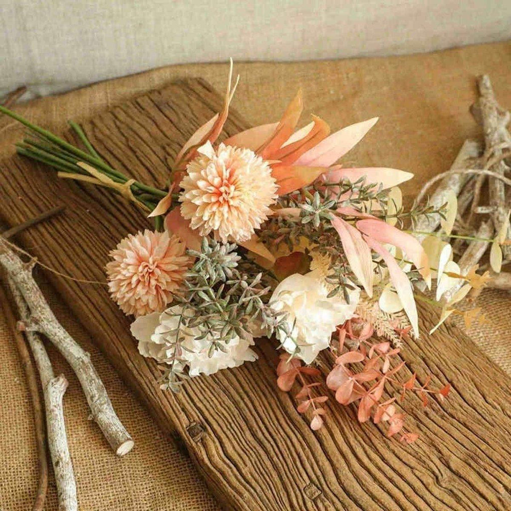 Artificial flower bouquet featuring dandelions from Faux Flora, 44cm tall, perfect for home decor or garden accents.