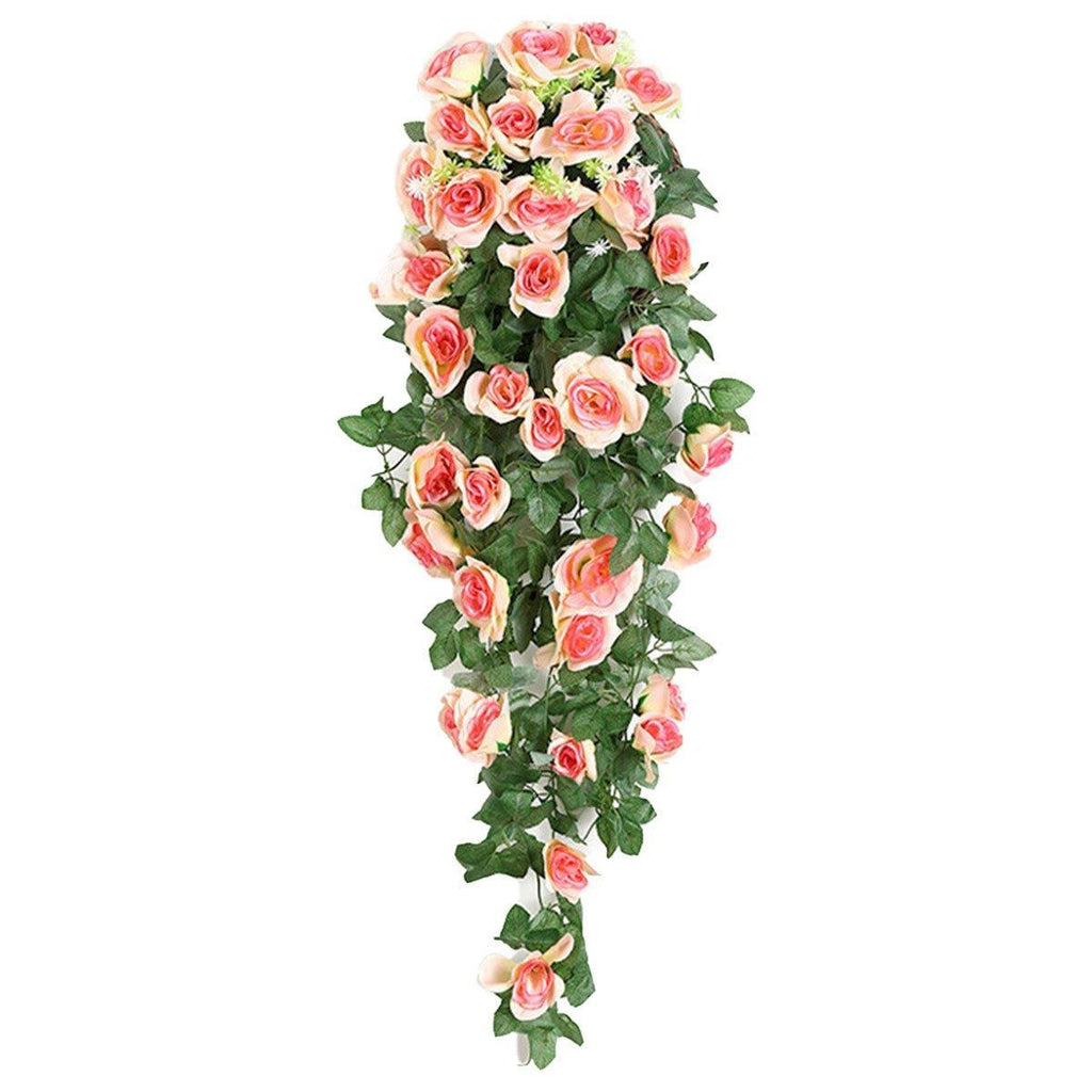 Set of two purple artificial rose flower garlands hanging vines, 90cm long, from Faux Flora for home and garden decor.