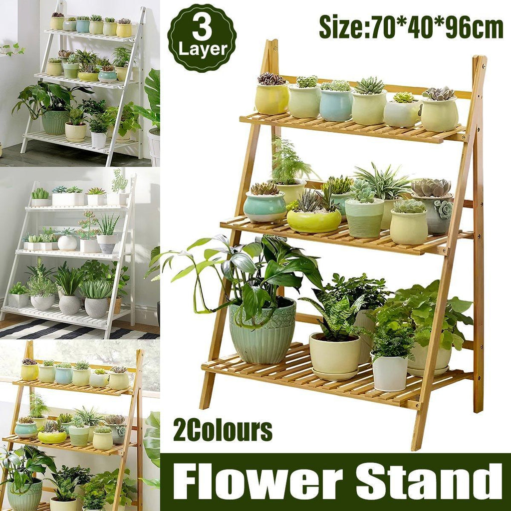 3-Tier Foldable Wooden Plant Stand