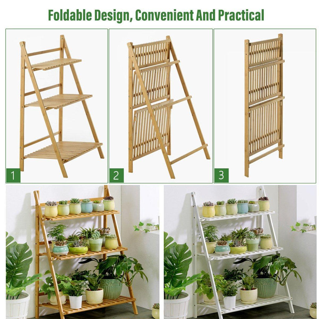 3-Tier Foldable Wooden Plant Stand