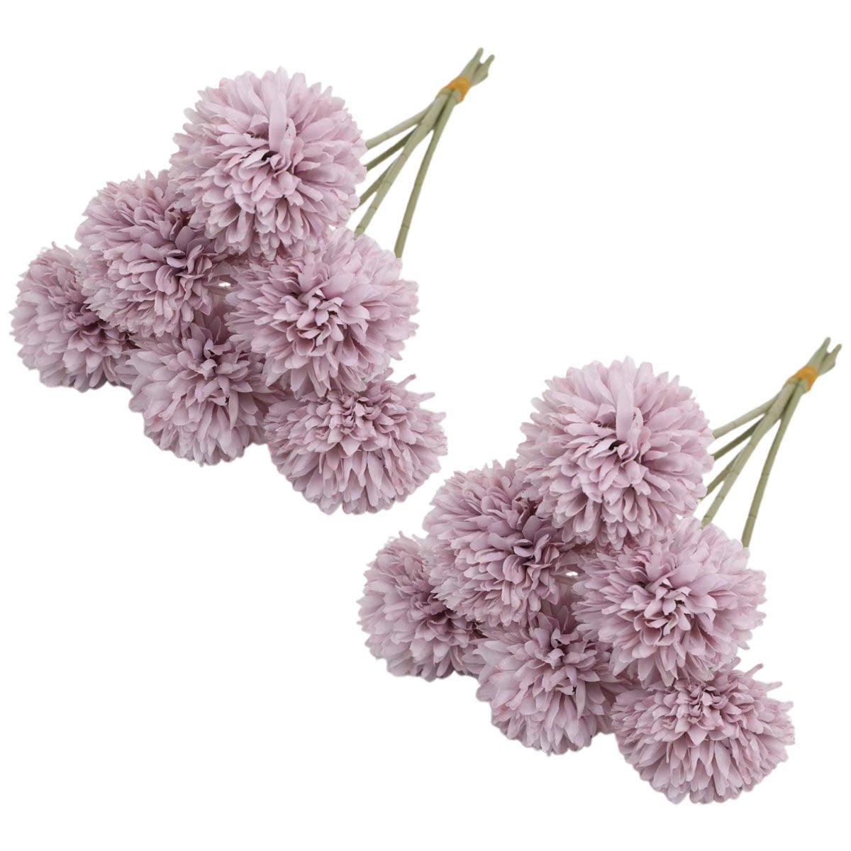 Set of twelve white artificial dandelion flower arrangements by Faux Flora, ideal for home decor and garden accents.
