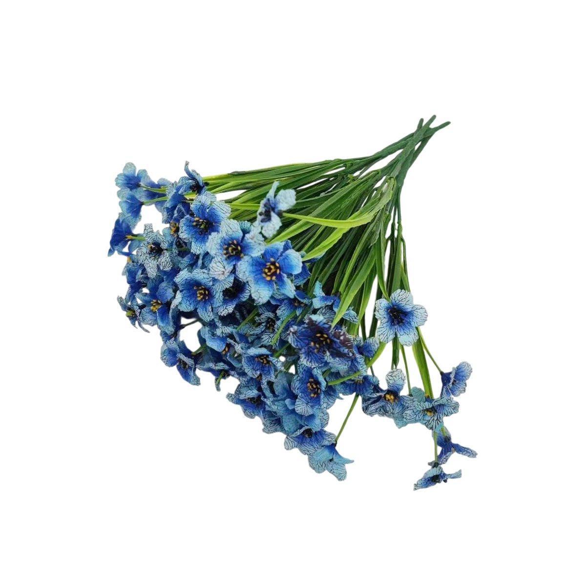Artificial Spring Grass Flowers Set (Set of Twelve) - Blue