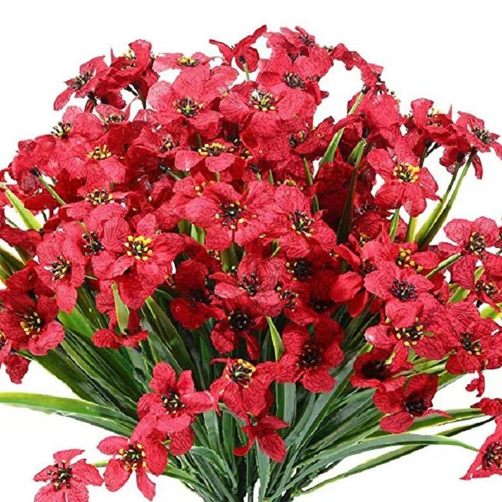 Set of twelve artificial peach spring grass flowers by Faux Flora, perfect for home and garden decor.