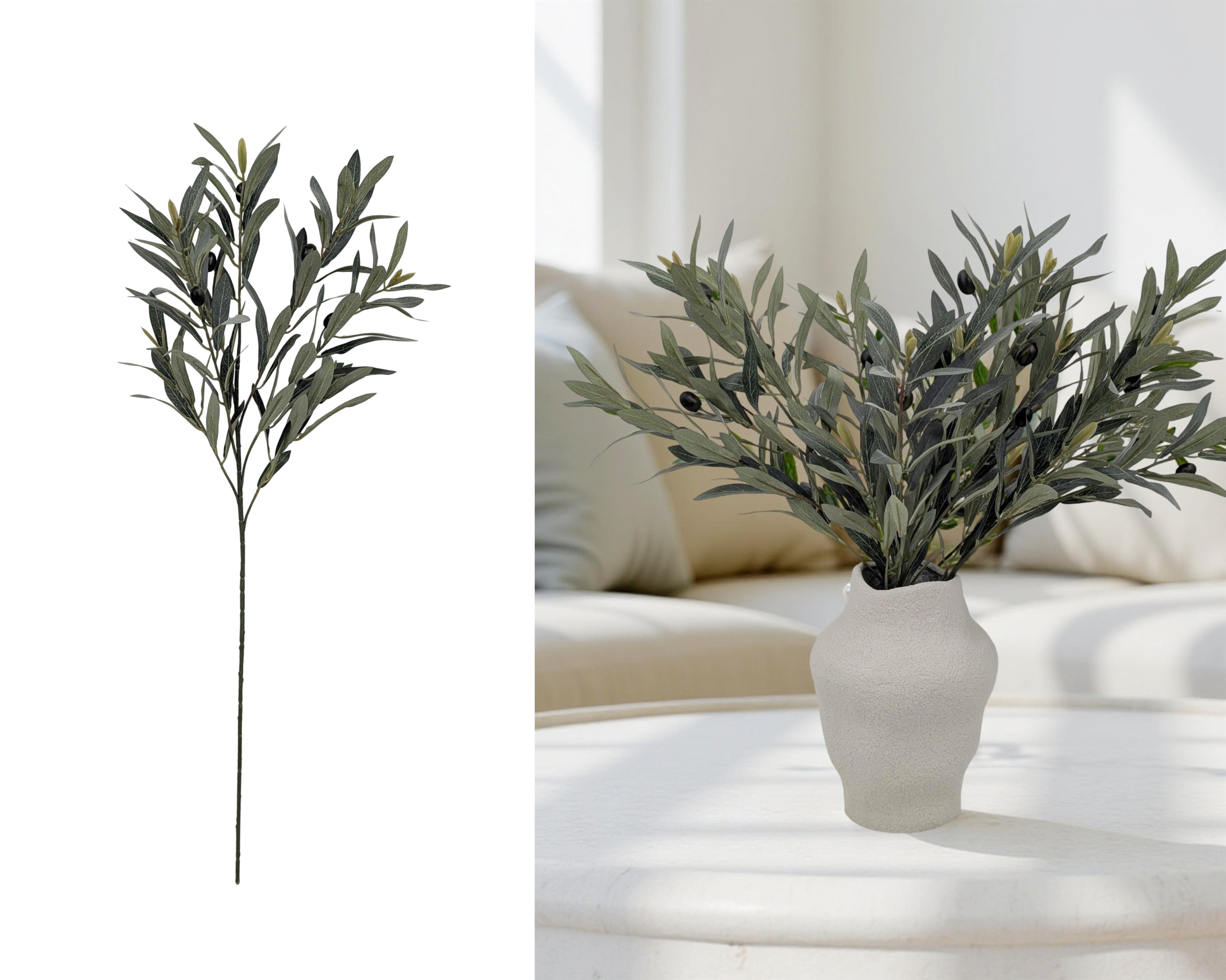 Artificial Olive Leaf Sprays (stem) (Set of 12) 80cm